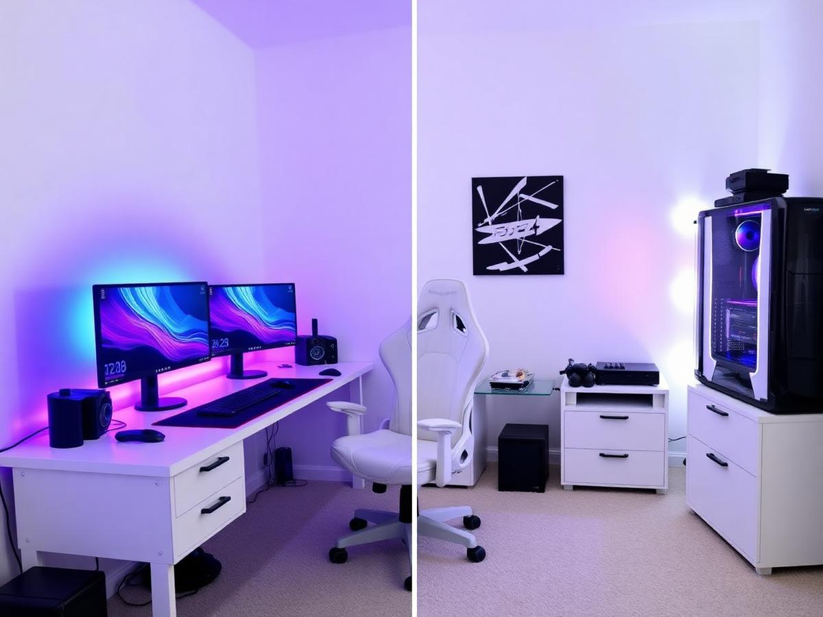 Teen bedroom after the setup upgrade with LED lighting