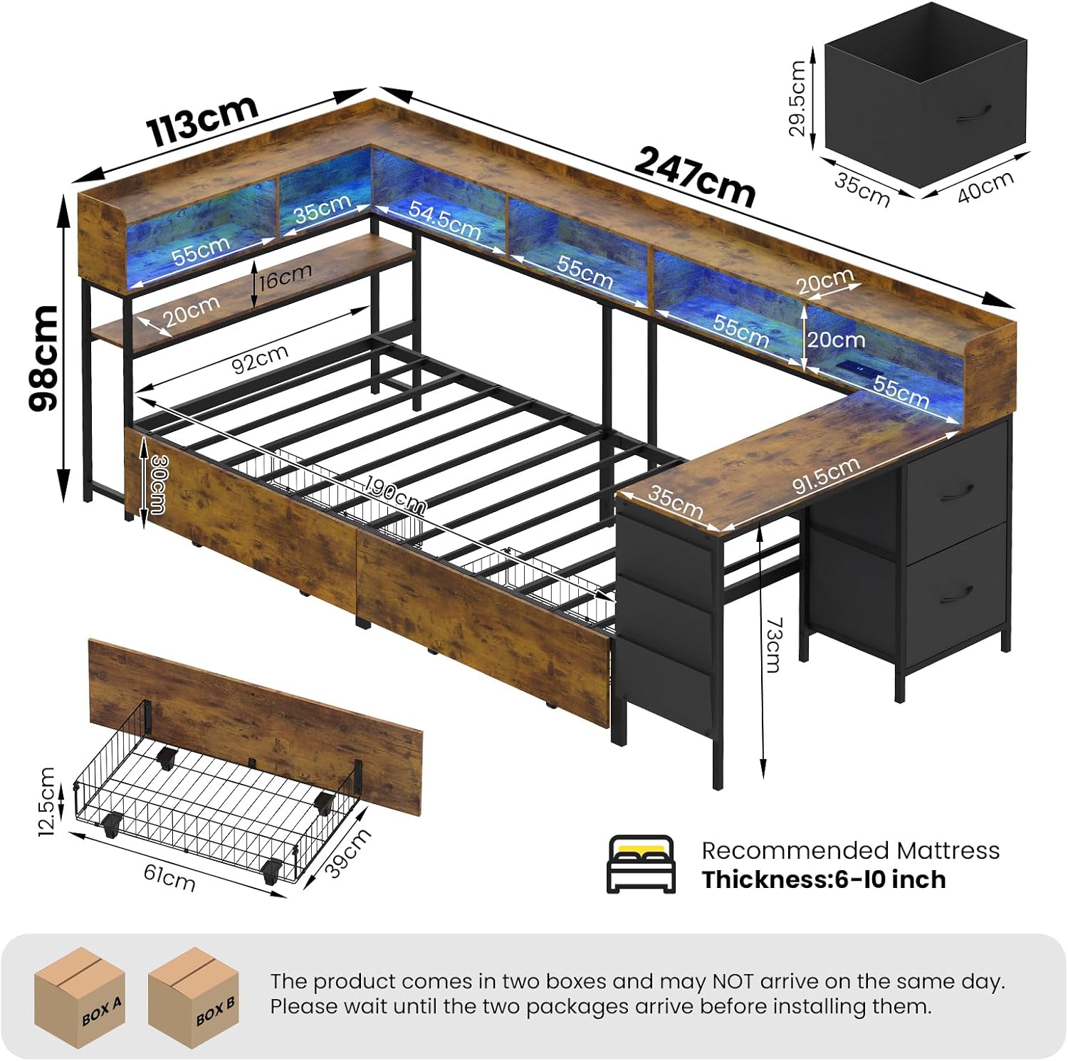 Corner Bed with Desk & Bookcase photo 2