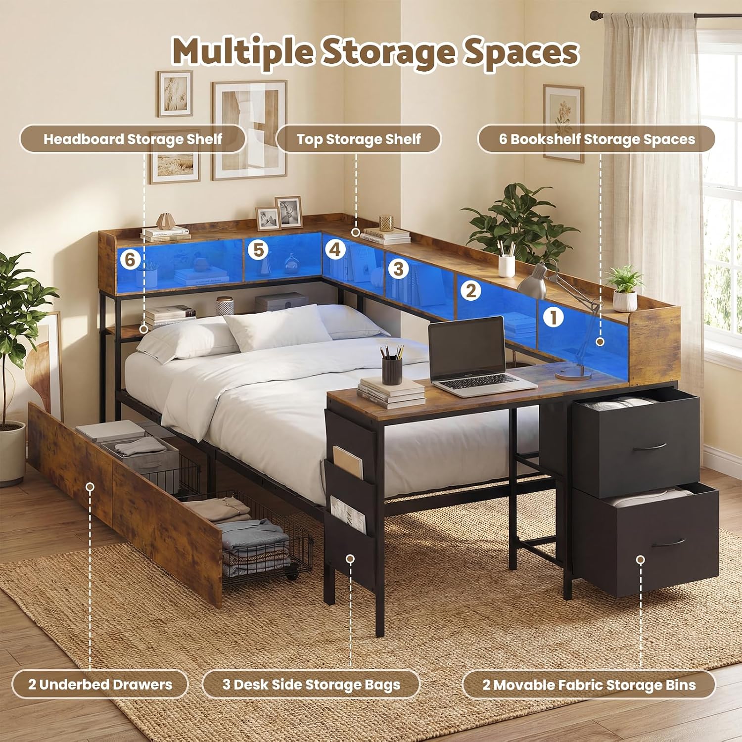 Corner Bed with Desk & Bookcase photo 4
