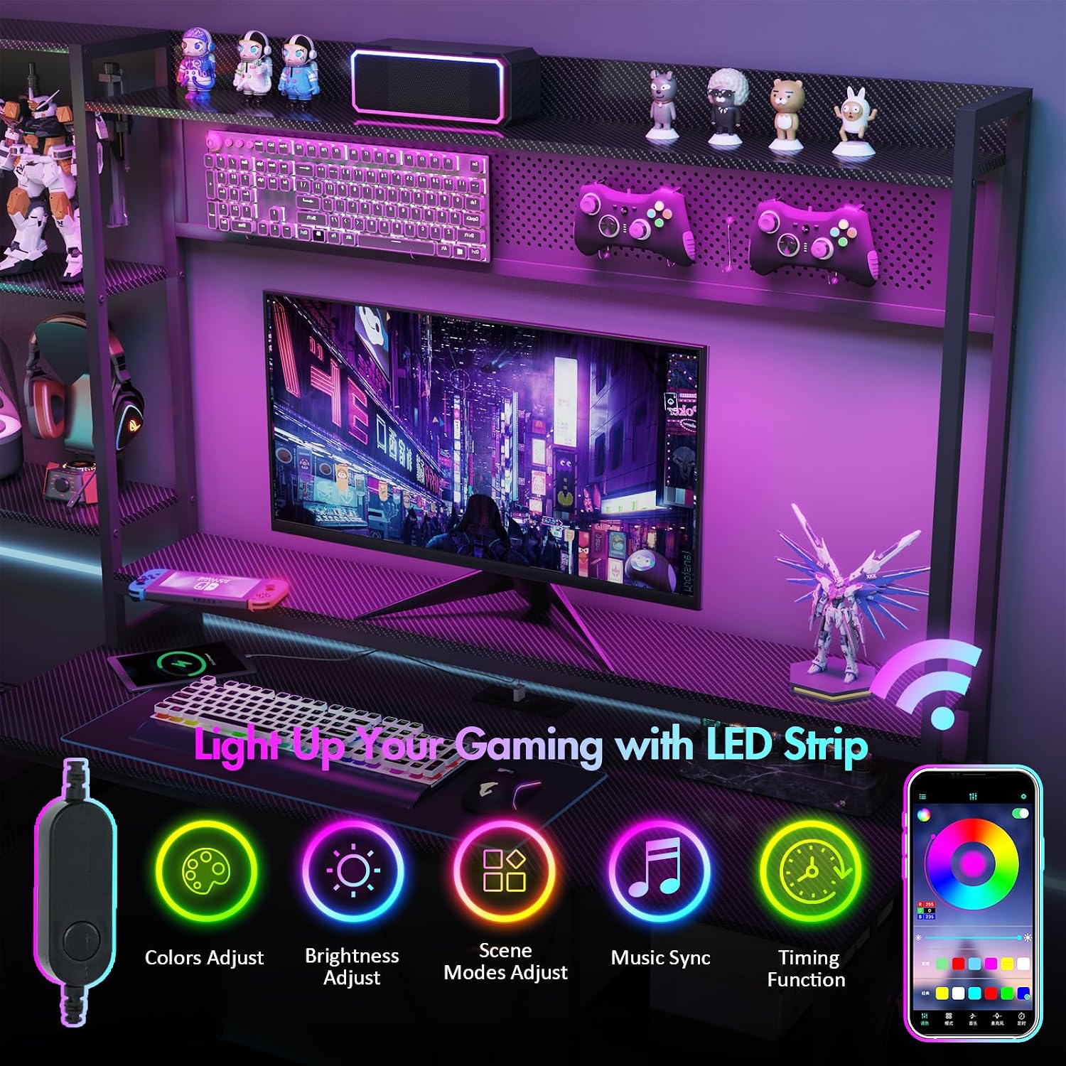 LED Desk with Pegboard photo 4