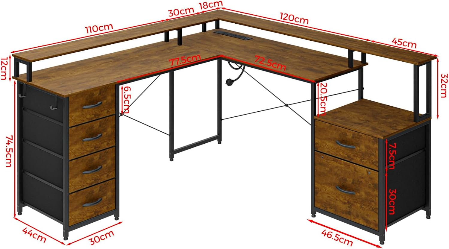 LED 2-Person L-Shaped Desk photo 2