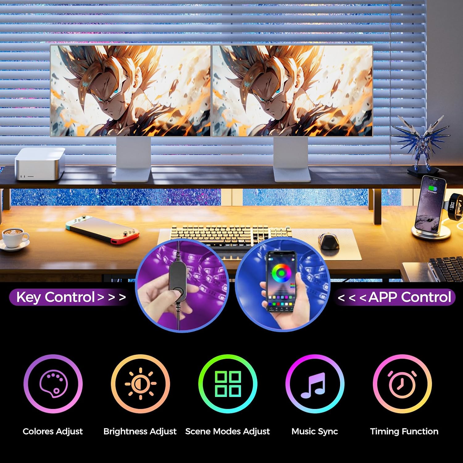 LED 2-Person L-Shaped Desk photo 3