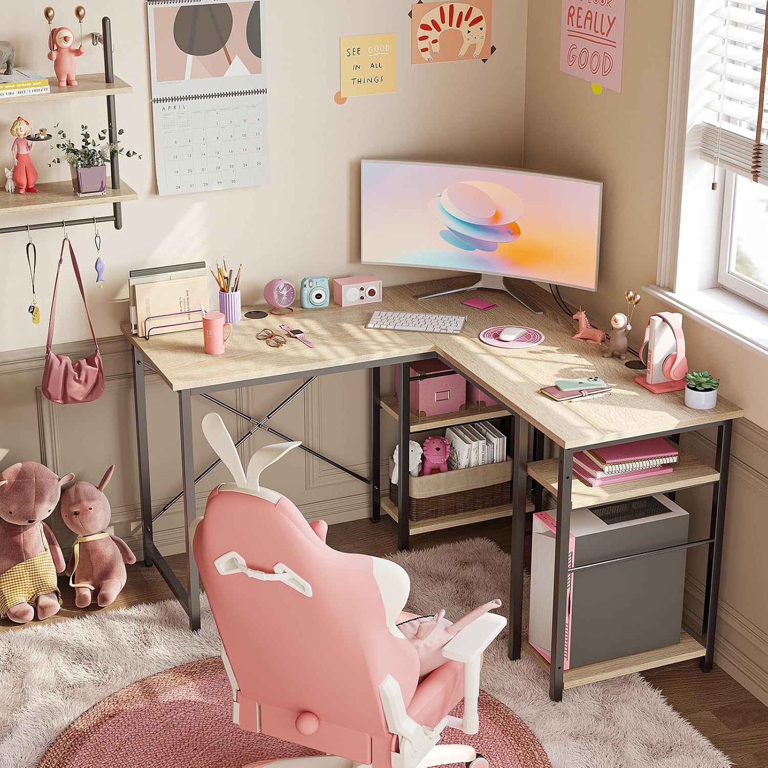 L-Shaped Desk with Shelves 140cm photo 4