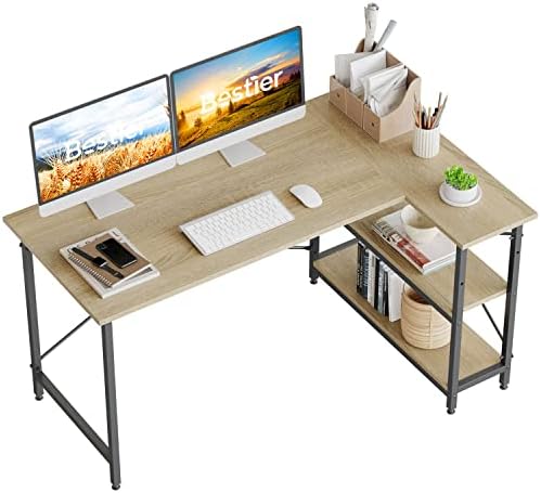 L-Shaped Desk with Shelves 140cm
