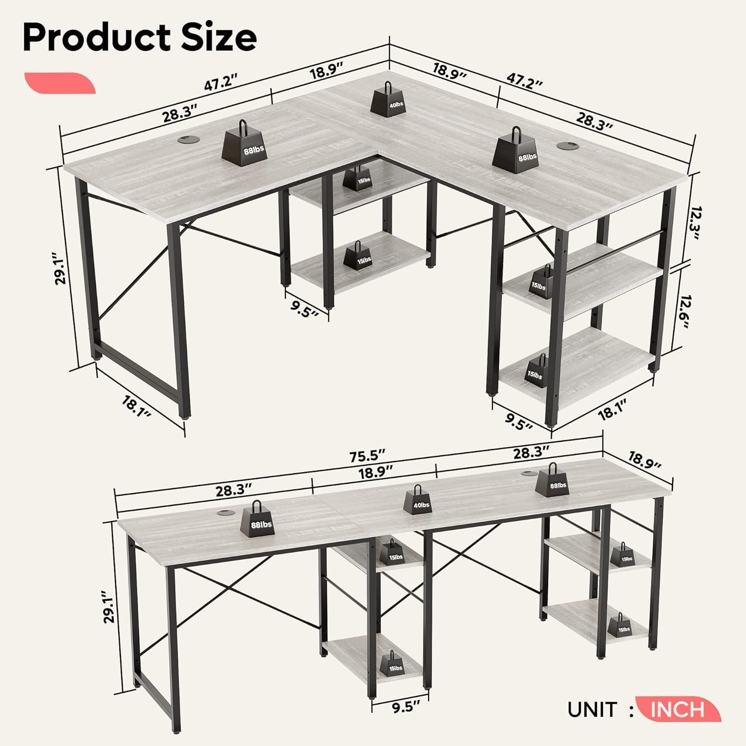 Reversible L-Shaped Desk 120cm photo 3