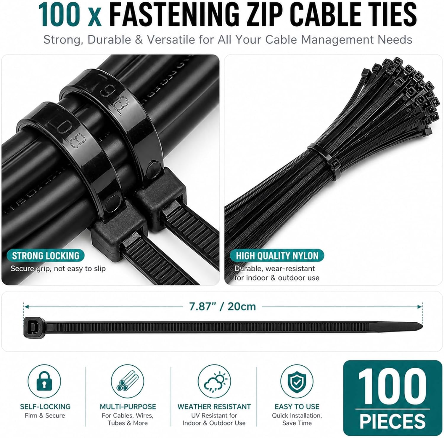 152pc Cable Organiser Kit — Black photo 5