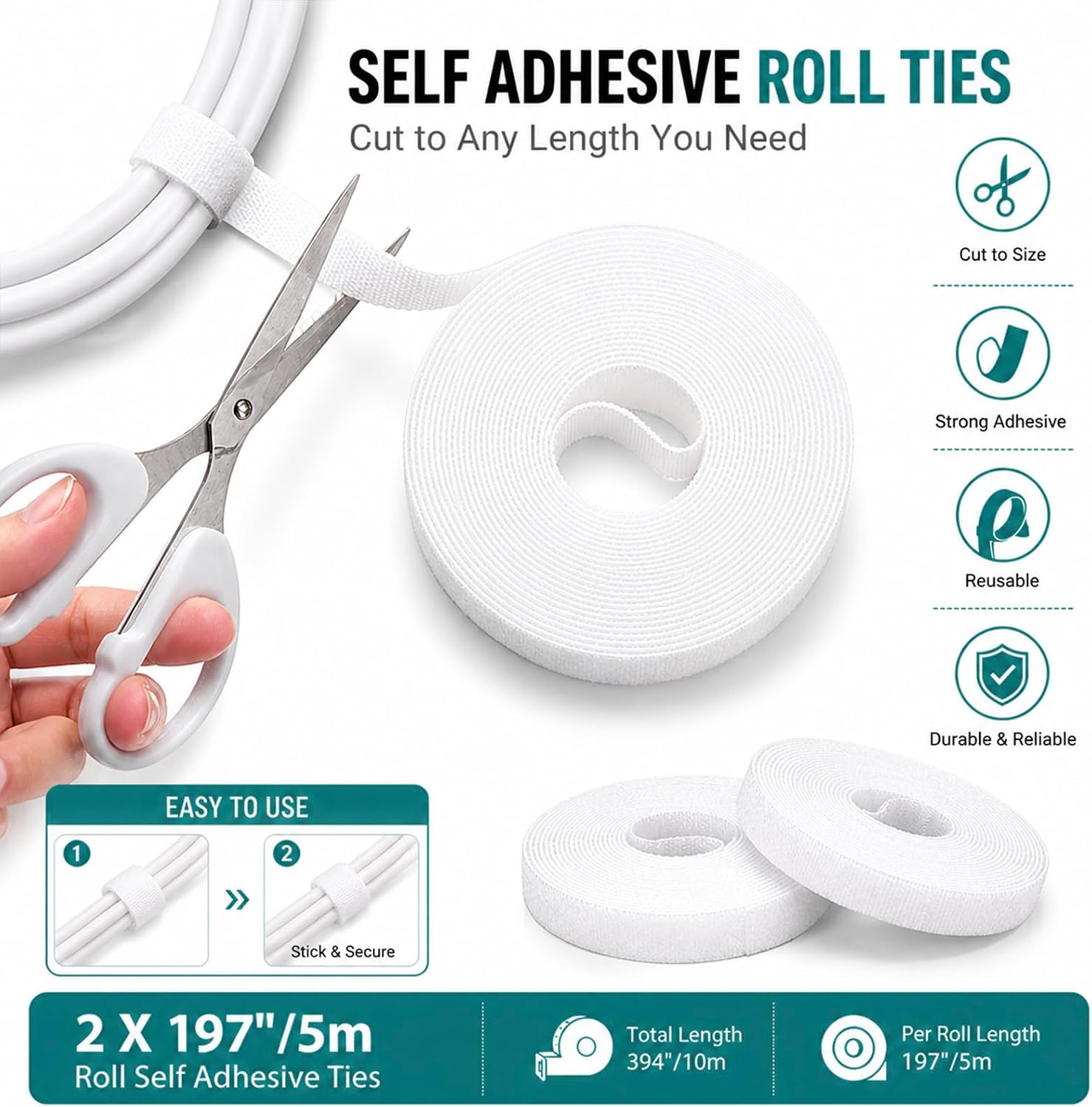 152pc Cable Organiser Kit — White photo 3