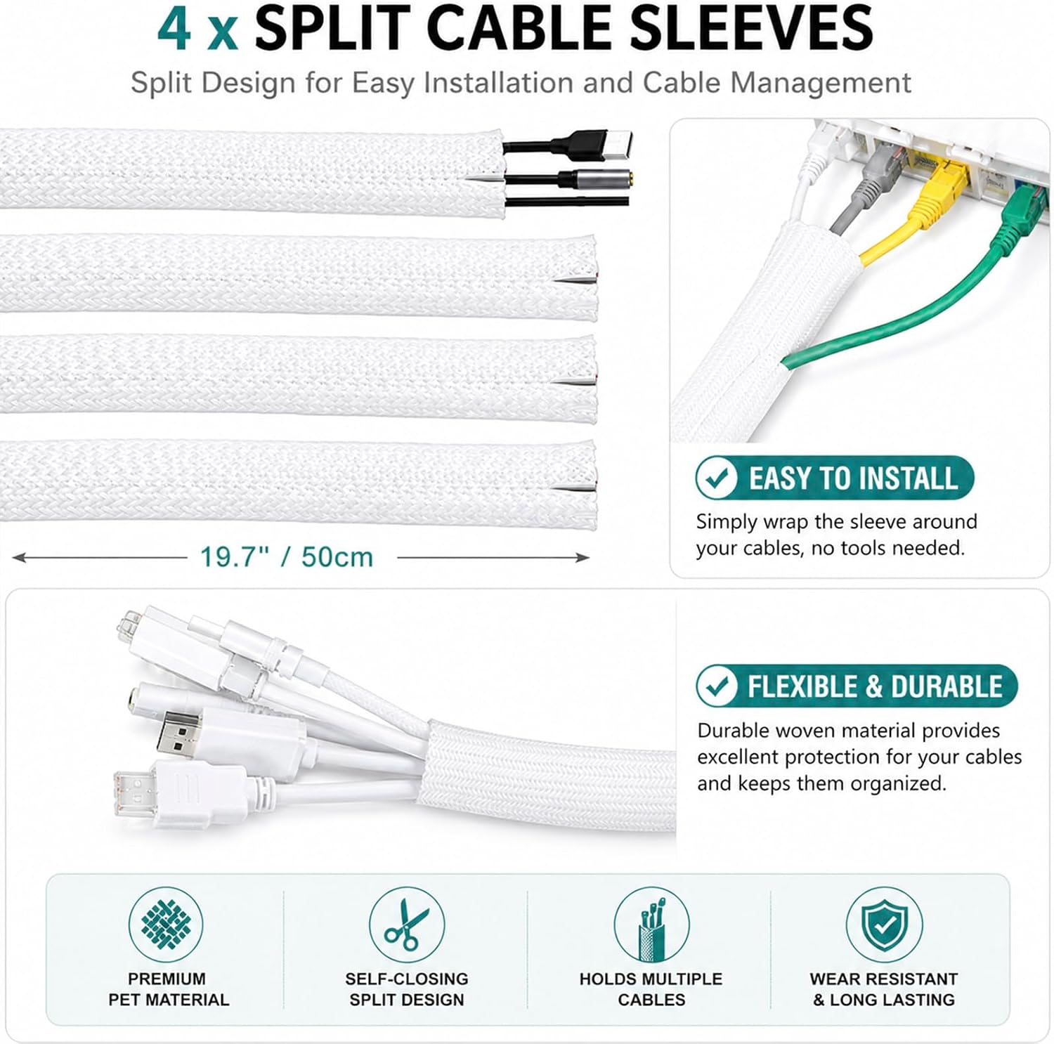 152pc Cable Organiser Kit — White photo 4