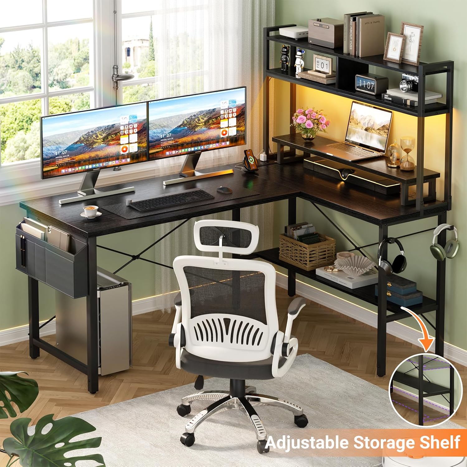 LED L-Shaped Desk 124cm photo 4