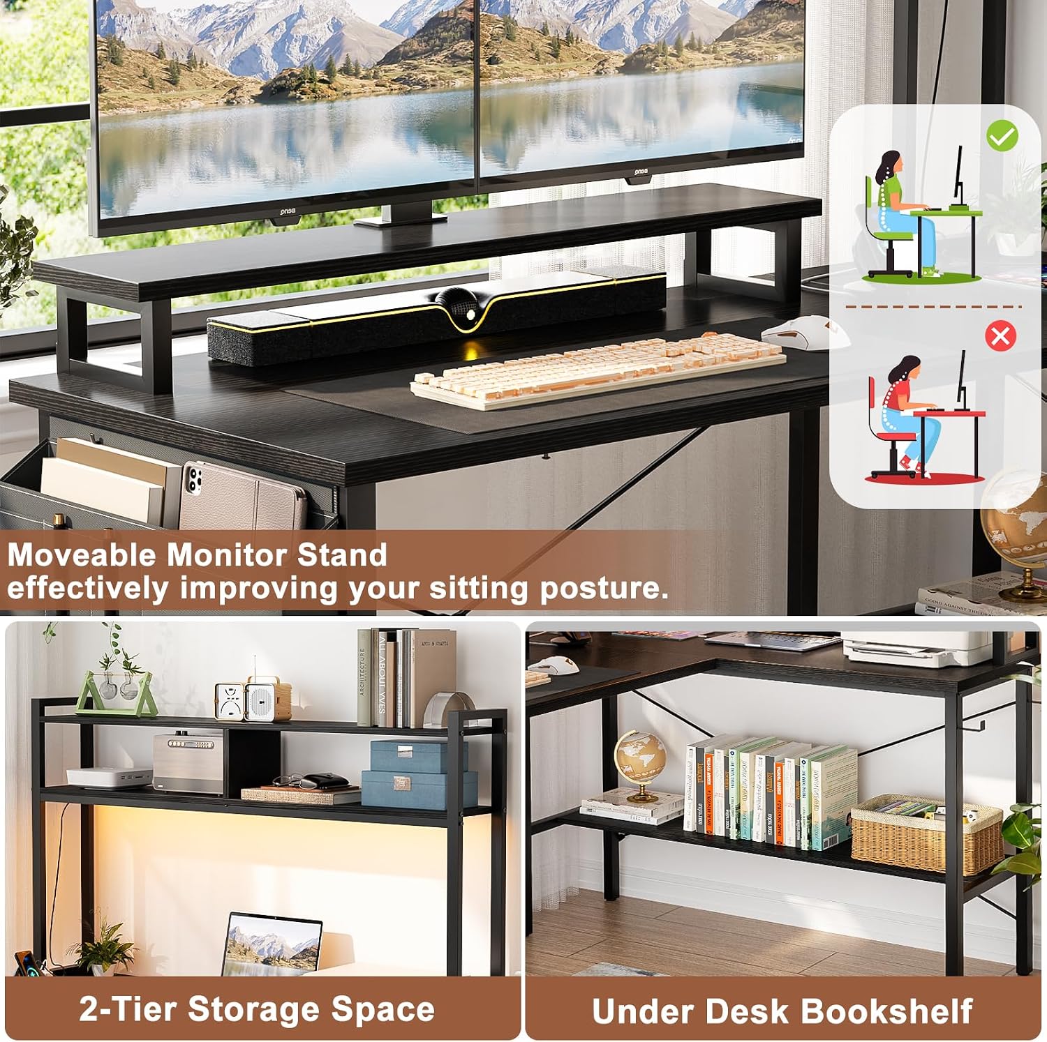 LED L-Shaped Desk 124cm photo 5