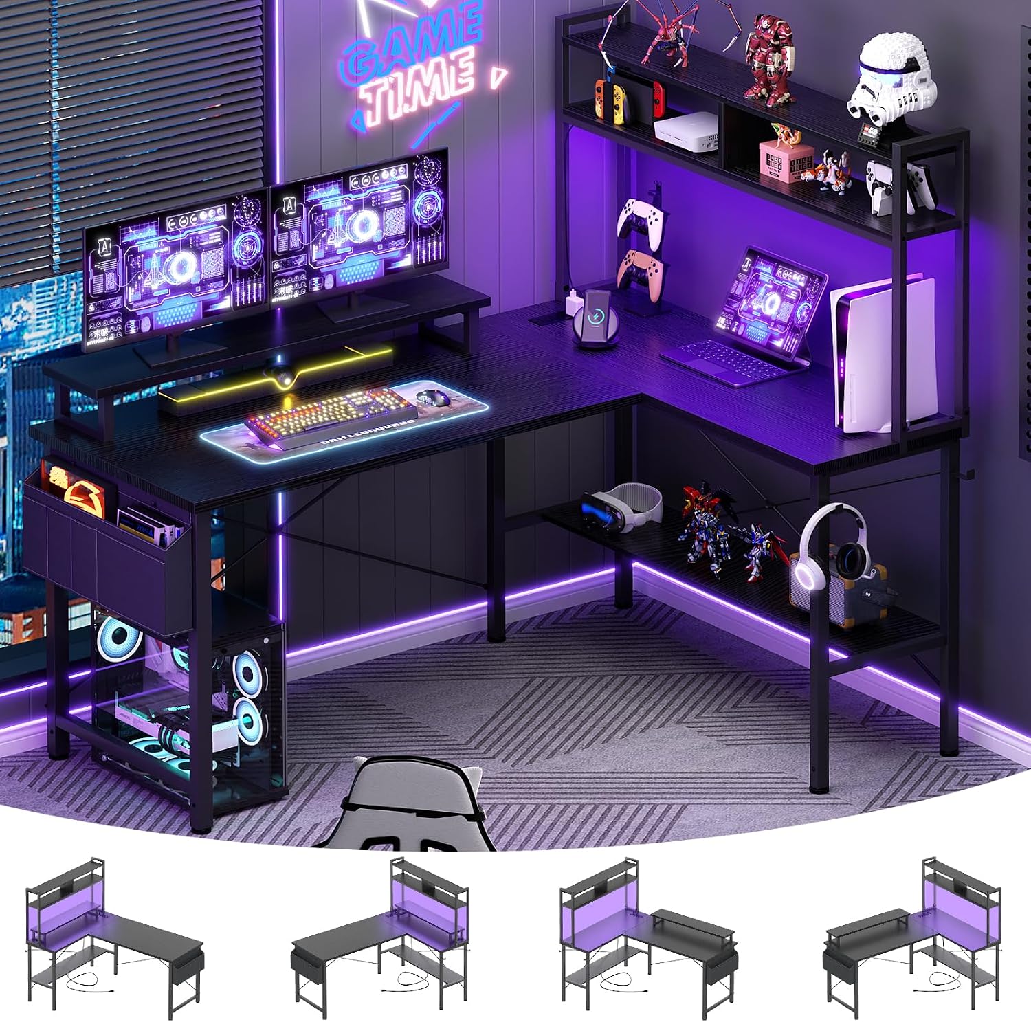 LED L-Shaped Desk 124cm