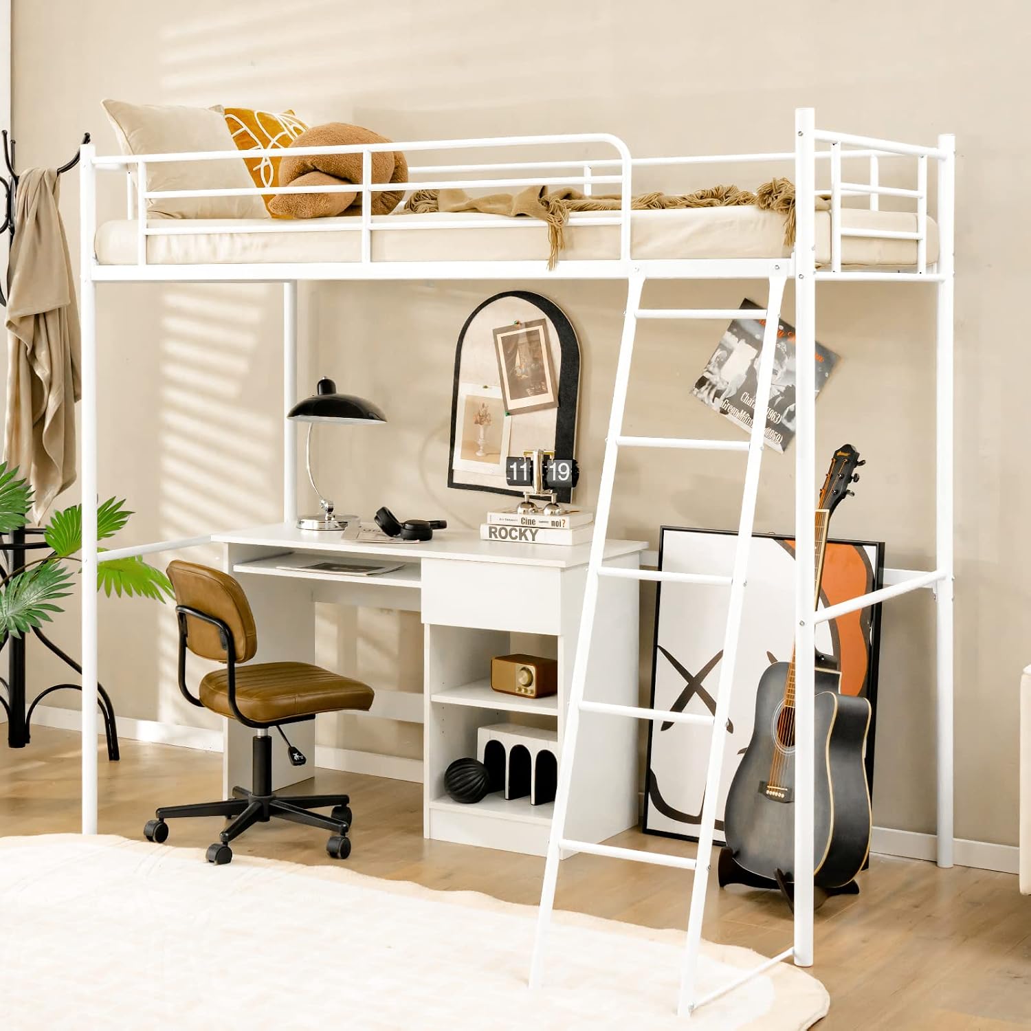 Steel Loft Bed with Ladder setup photo