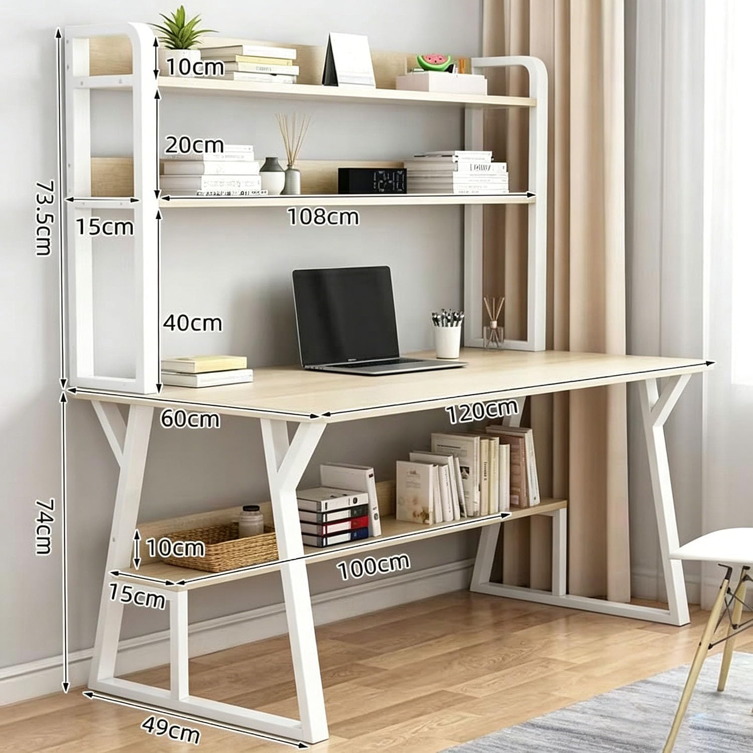 Desk with Bookshelf Hutch 120cm photo 2