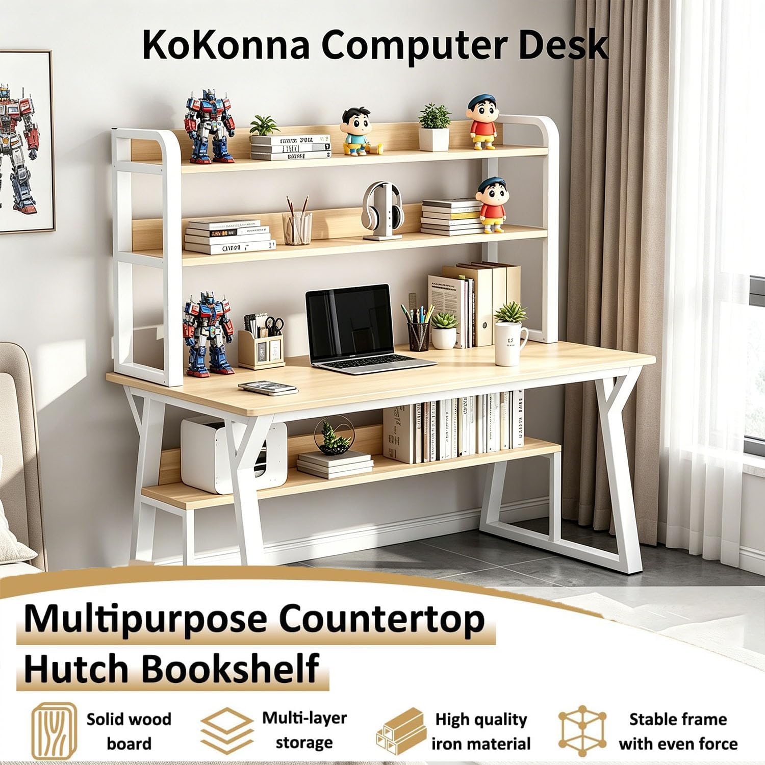 Desk with Bookshelf Hutch 120cm photo 3