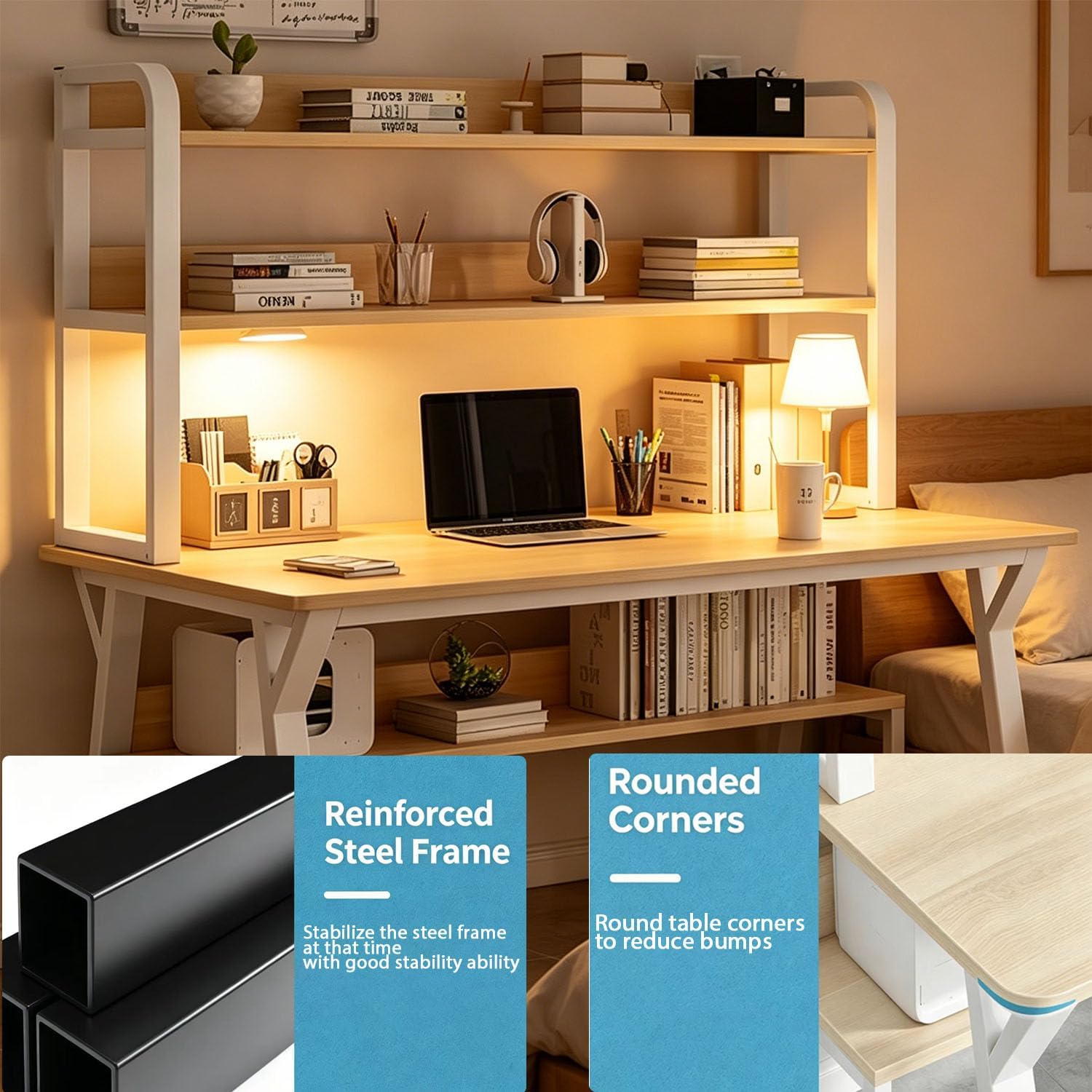 Desk with Bookshelf Hutch 120cm photo 4