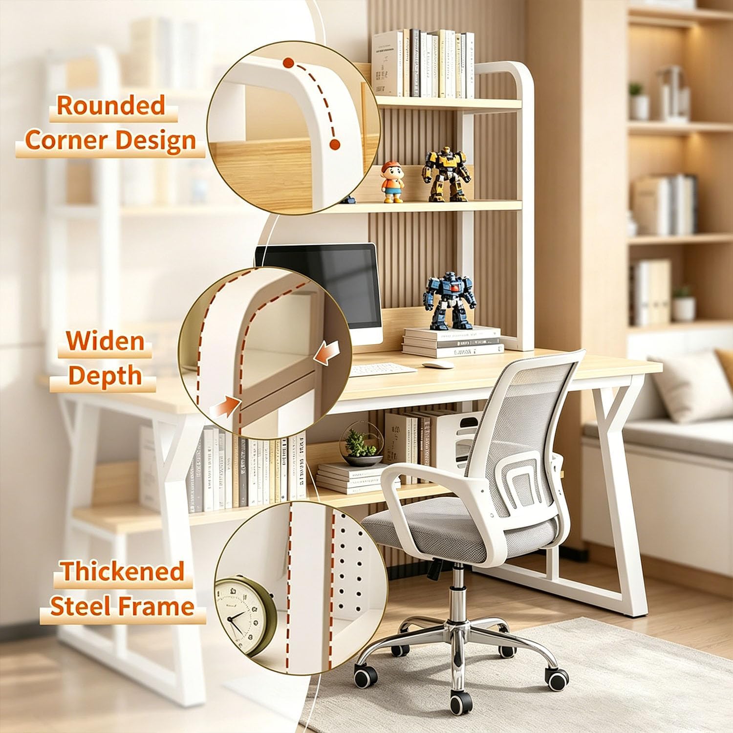 Desk with Bookshelf Hutch 120cm photo 5