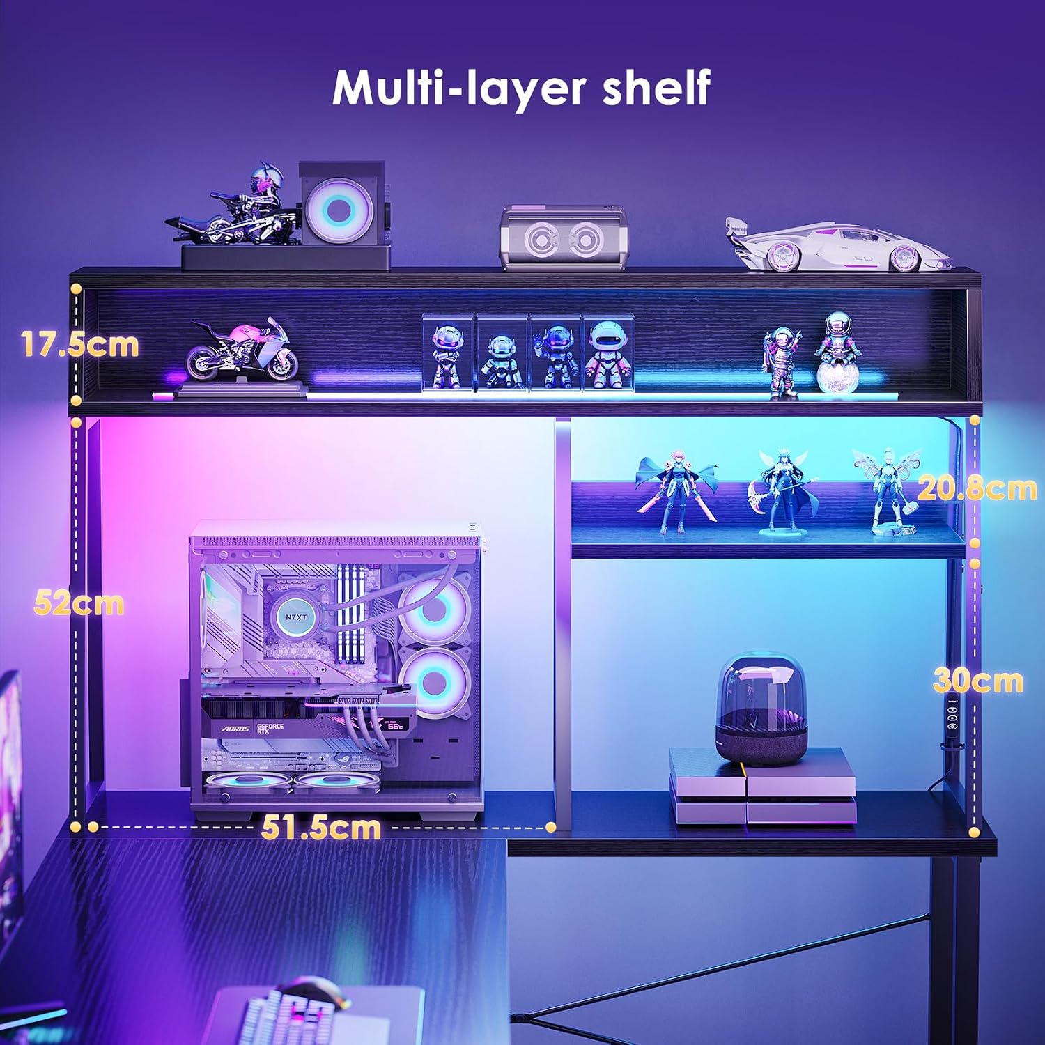 LED L-Shaped Desk 130cm photo 3