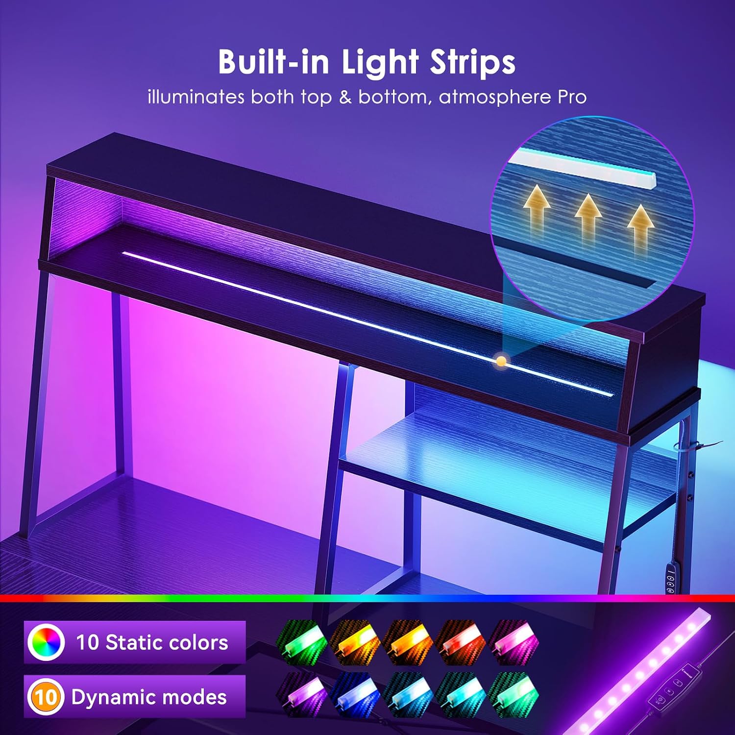 LED L-Shaped Desk 130cm photo 4