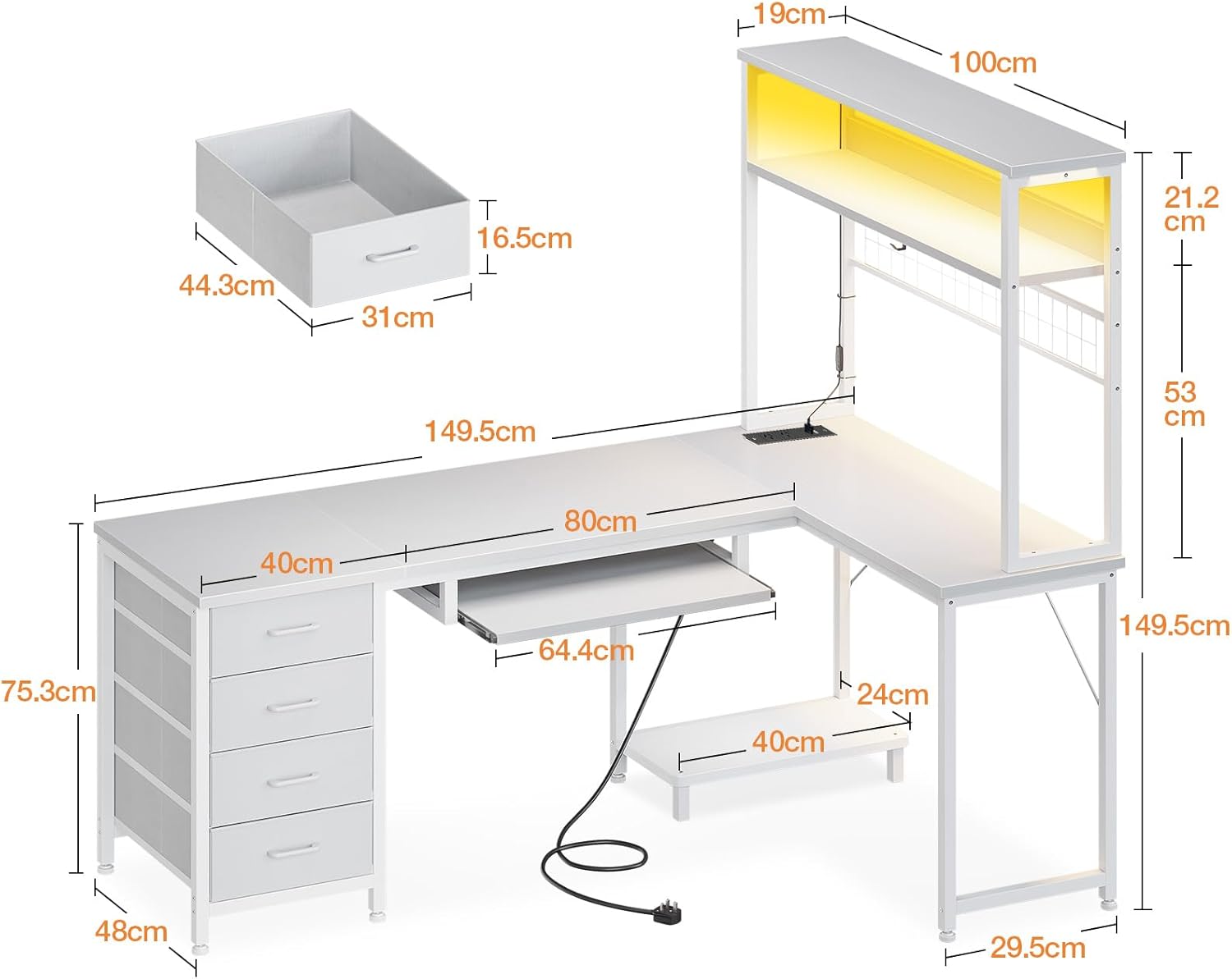 LED Corner Desk 59" photo 3