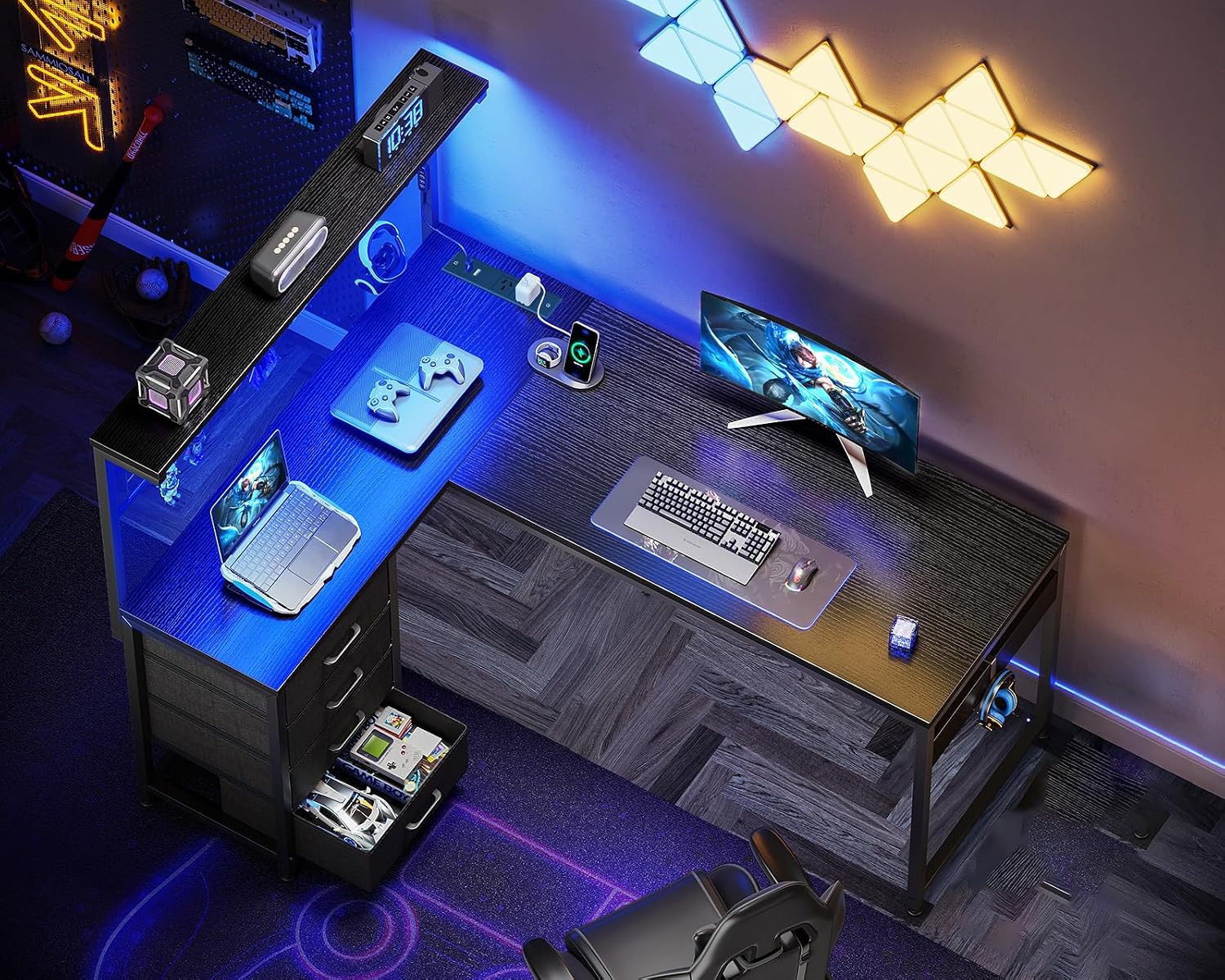 Reversible LED Corner Desk photo 2
