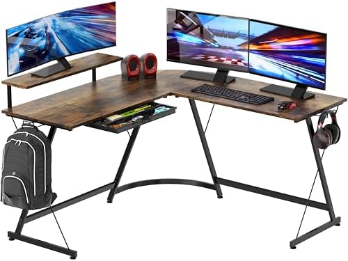 L-Shaped Desk with Monitor Stand 129cm photo 2