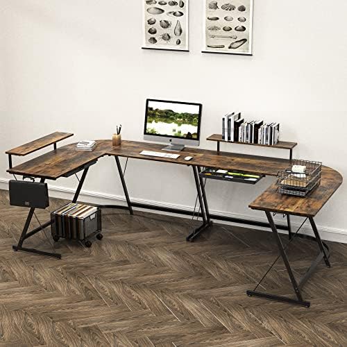 L-Shaped Desk with Monitor Stand 129cm photo 3