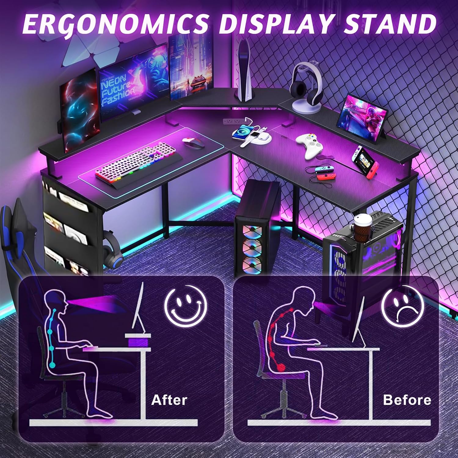 RGB L-Shaped Desk 130cm photo 5