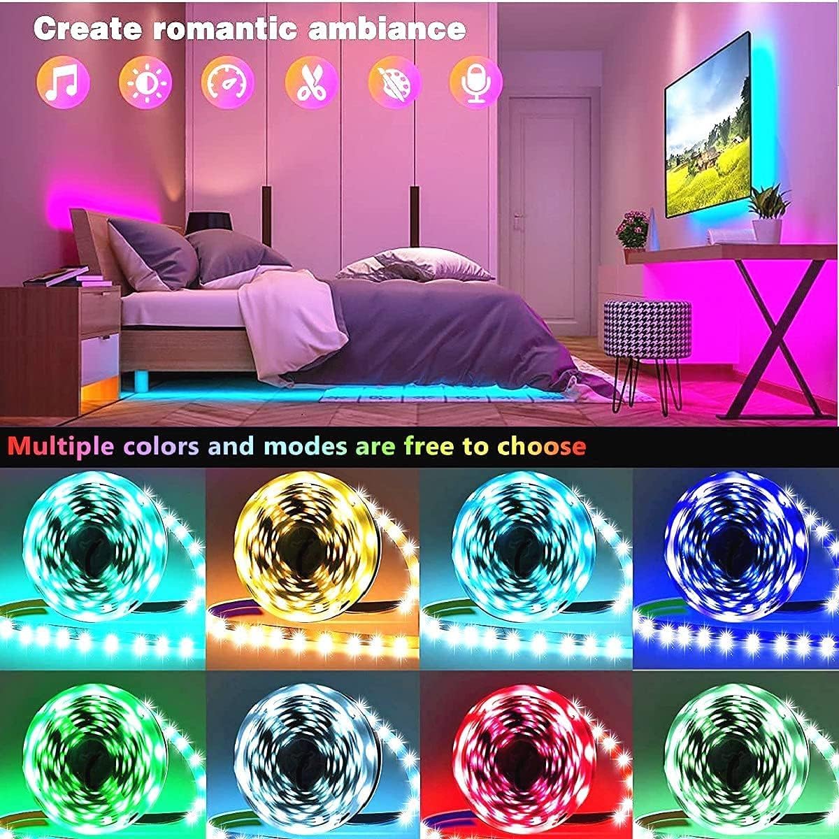 Bluetooth RGB Strip Lights 30m photo 5