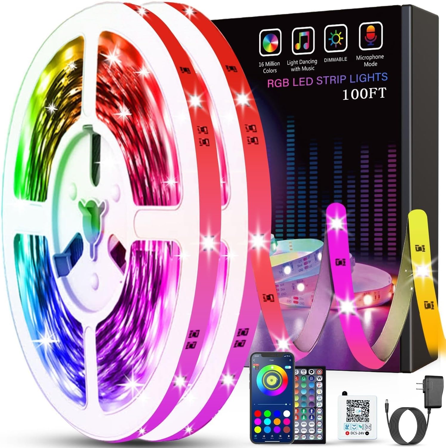 Bluetooth RGB Strip Lights 30m setup photo