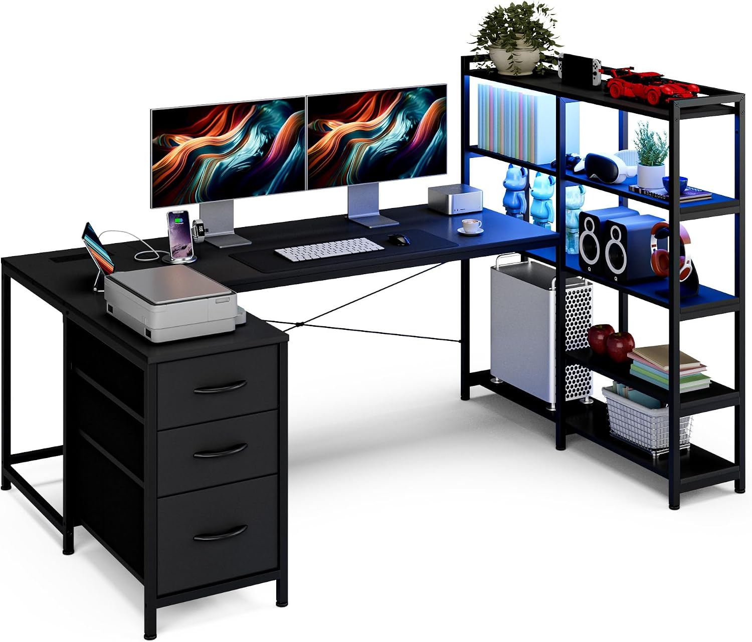LED U-Shaped Desk 164cm photo 3