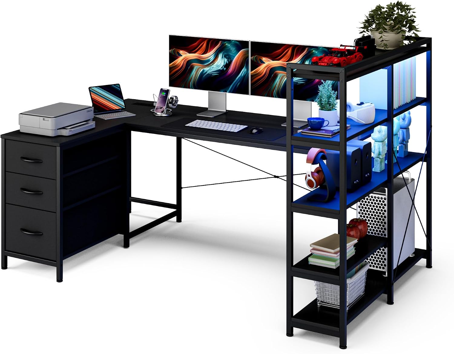 LED U-Shaped Desk 164cm photo 4
