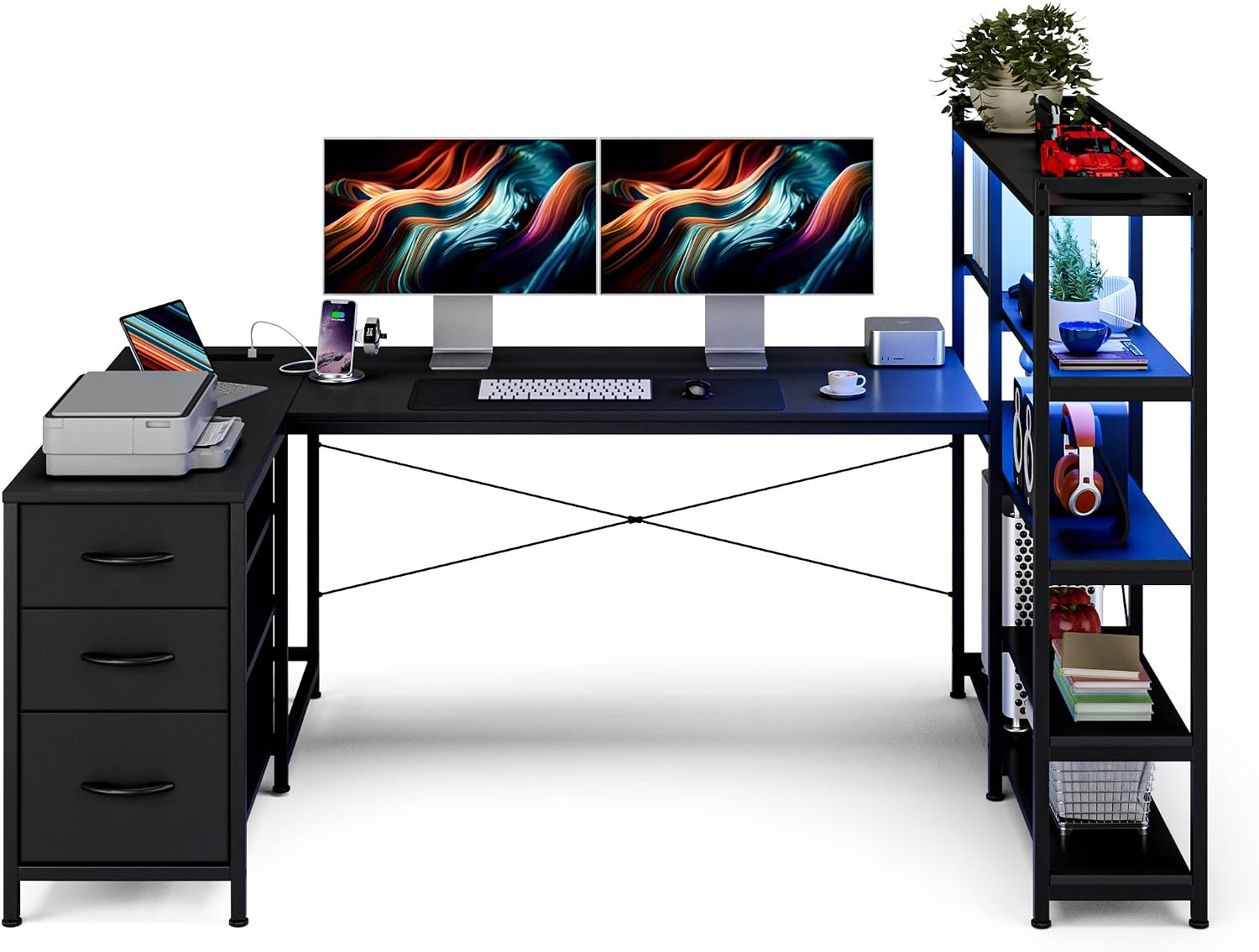 LED U-Shaped Desk 164cm photo 5