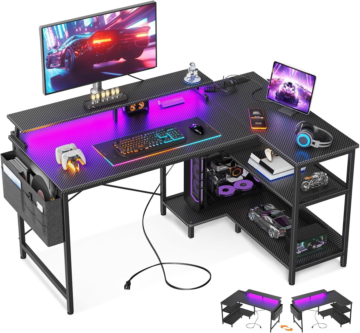 LED Desk with Power Outlet