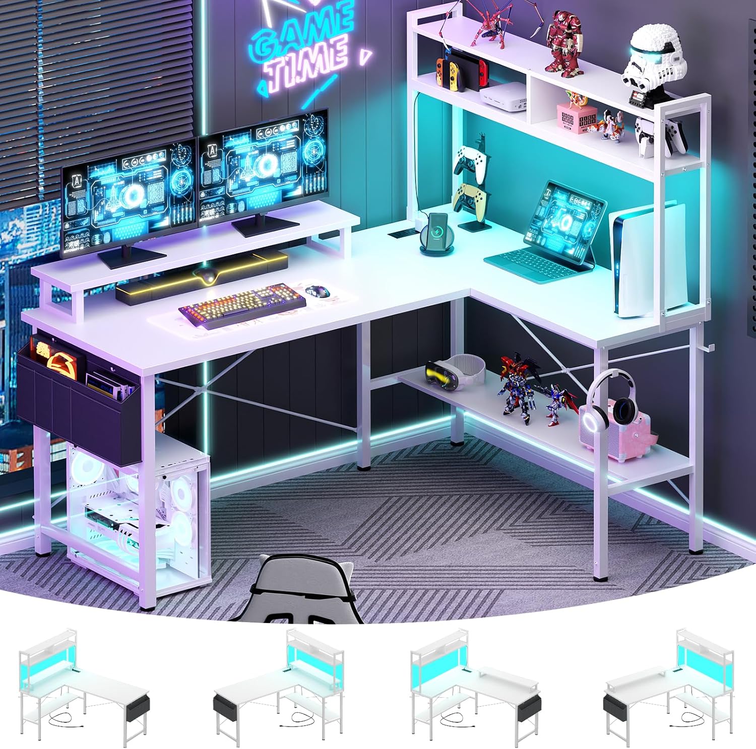 LED L-Shaped Desk 124cm